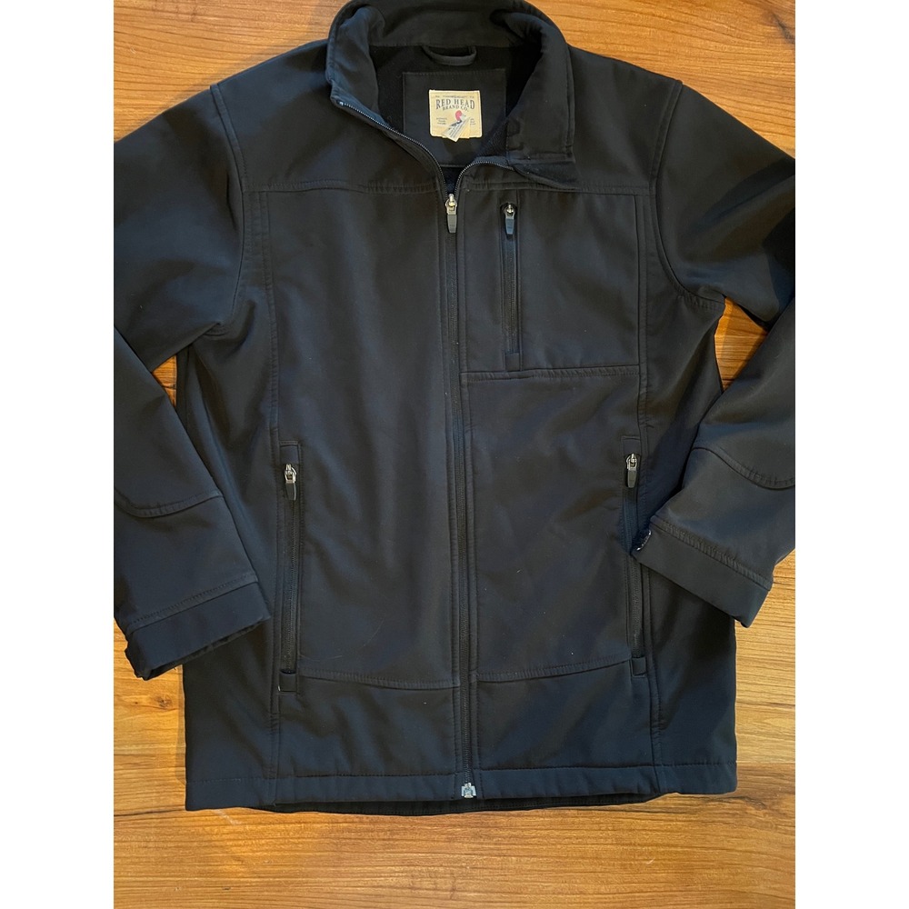 RedHead Brand Co Mens Small Black Full Zip Softshell Outdoor Jacket Pocketed